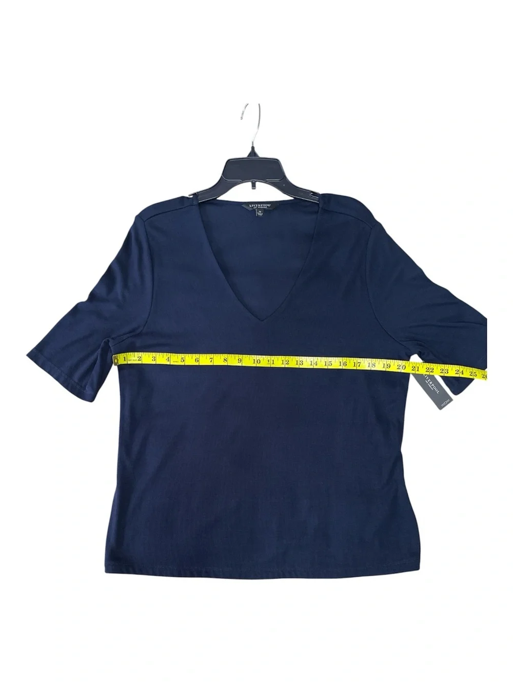 NWT Liverpool Navy V-Neck Double Layer Short Sleeve Top - Size 1X